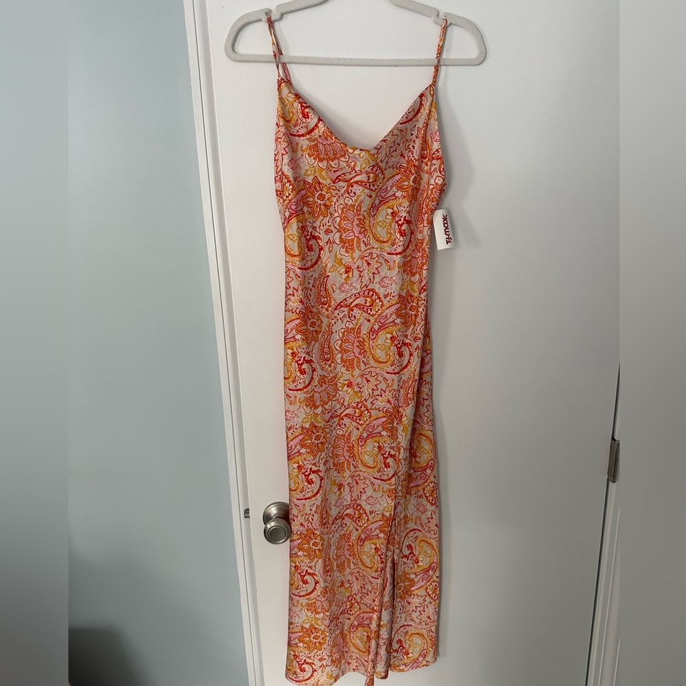 Vibrant Paisley Maxi Dress in Red and Yellow
